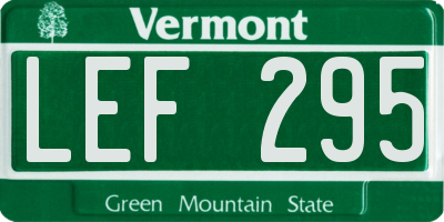 VT license plate LEF295