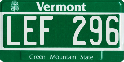 VT license plate LEF296