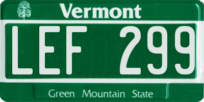 VT license plate LEF299