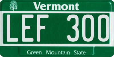 VT license plate LEF300