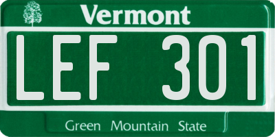 VT license plate LEF301