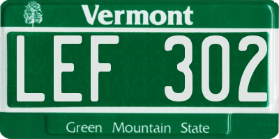 VT license plate LEF302
