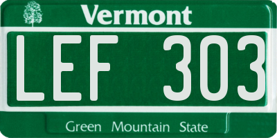 VT license plate LEF303