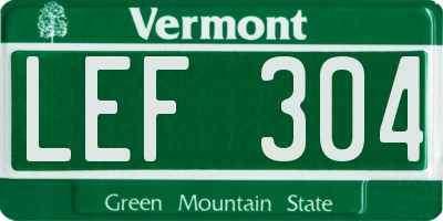 VT license plate LEF304