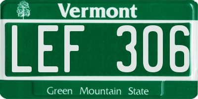 VT license plate LEF306