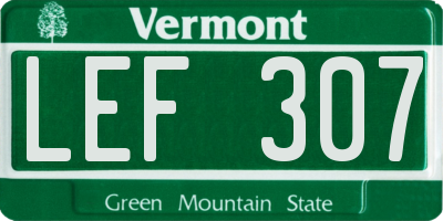 VT license plate LEF307