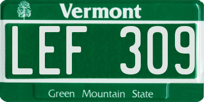 VT license plate LEF309
