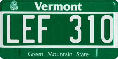 VT license plate LEF310