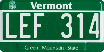 VT license plate LEF314