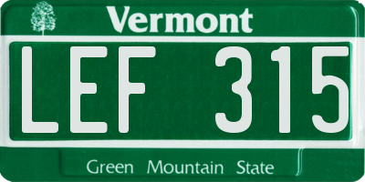 VT license plate LEF315