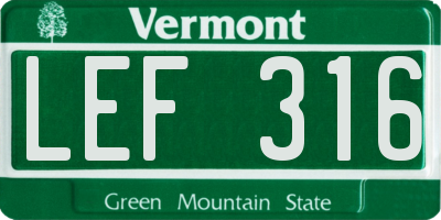 VT license plate LEF316