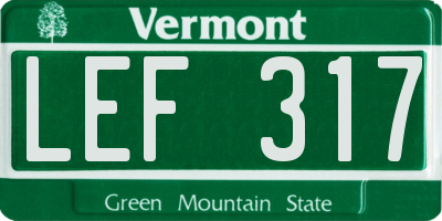 VT license plate LEF317