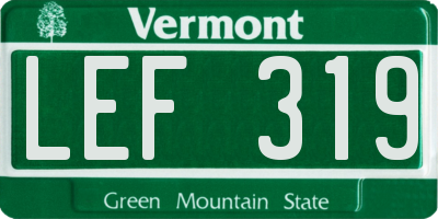 VT license plate LEF319