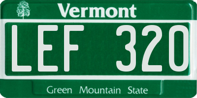 VT license plate LEF320