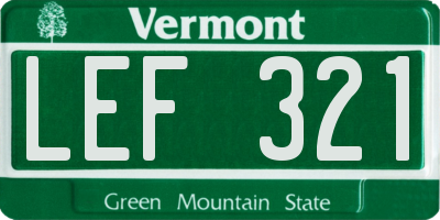 VT license plate LEF321