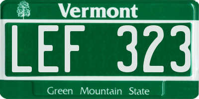 VT license plate LEF323