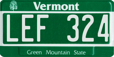 VT license plate LEF324