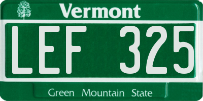 VT license plate LEF325