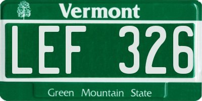 VT license plate LEF326