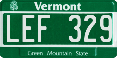 VT license plate LEF329