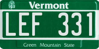VT license plate LEF331