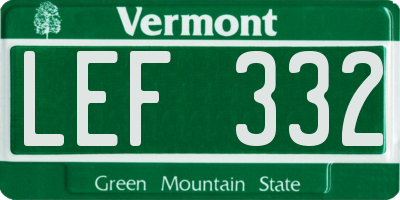 VT license plate LEF332