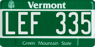 VT license plate LEF335