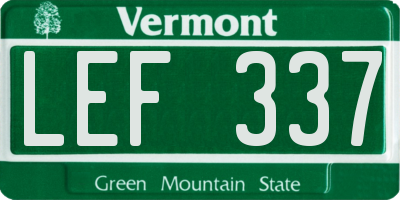 VT license plate LEF337