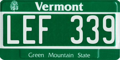 VT license plate LEF339