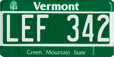 VT license plate LEF342