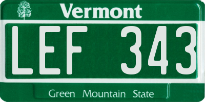 VT license plate LEF343