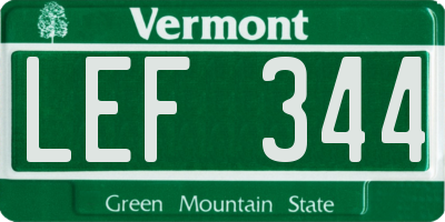 VT license plate LEF344