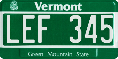 VT license plate LEF345