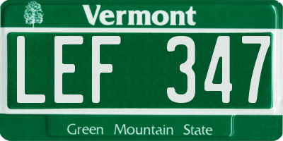 VT license plate LEF347