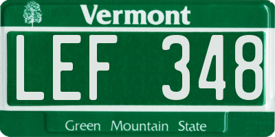 VT license plate LEF348