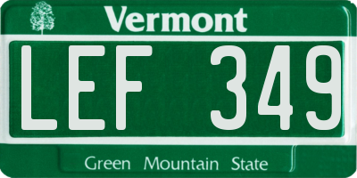 VT license plate LEF349