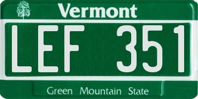VT license plate LEF351