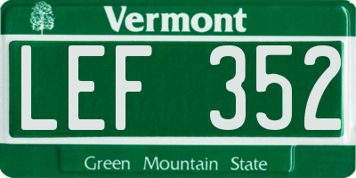 VT license plate LEF352