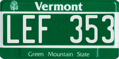 VT license plate LEF353