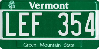 VT license plate LEF354