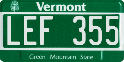 VT license plate LEF355