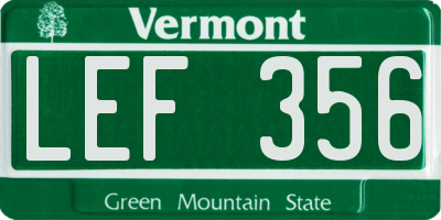 VT license plate LEF356