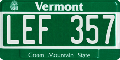 VT license plate LEF357