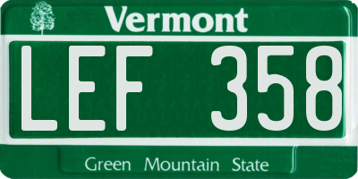 VT license plate LEF358