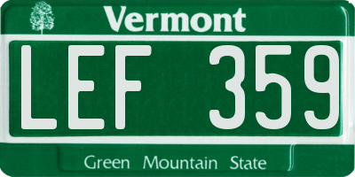 VT license plate LEF359
