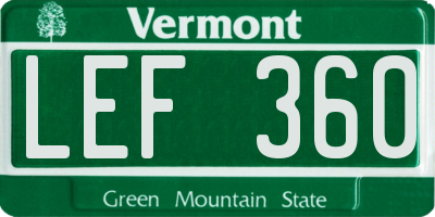 VT license plate LEF360