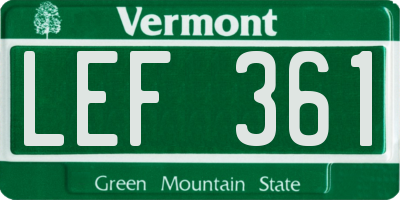 VT license plate LEF361