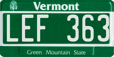 VT license plate LEF363