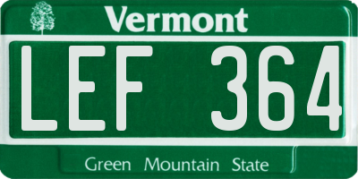 VT license plate LEF364