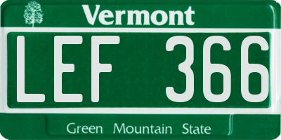 VT license plate LEF366